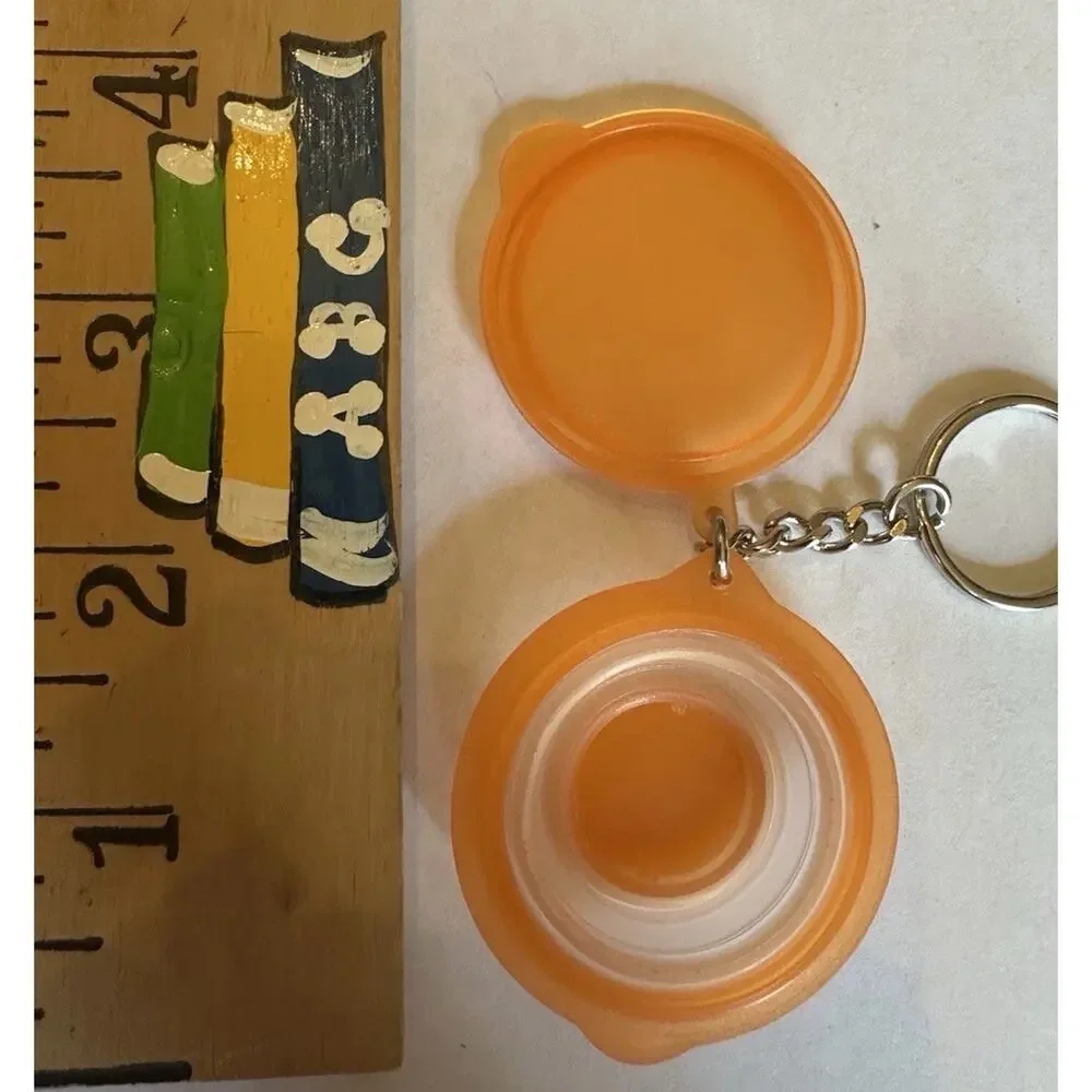 Vintage Tupperware Mini Container Keychains Orange Bowl Red Heart 1970- 1989